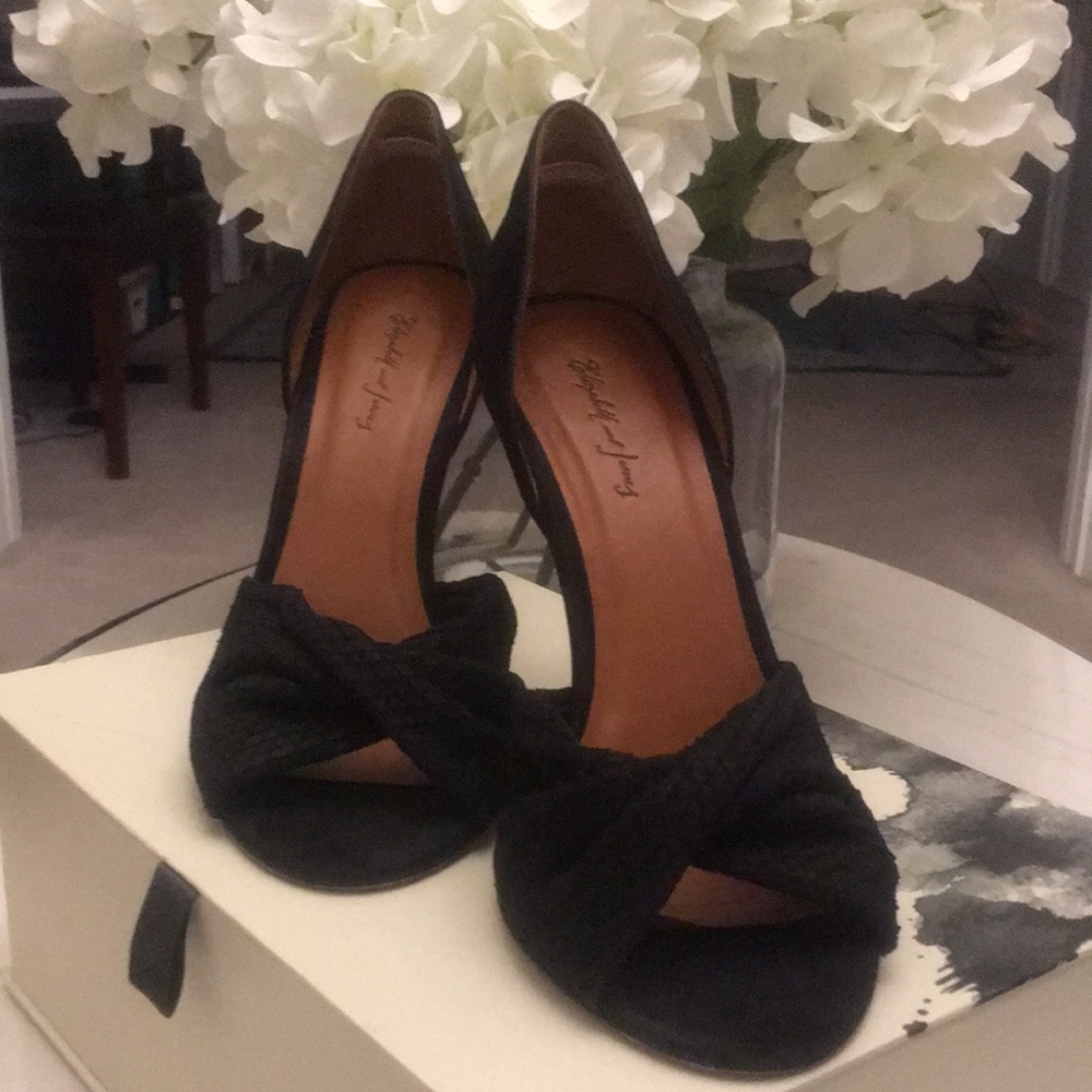 ELIZABETH and JAMES Womens Black Suede Heels Size 9.5